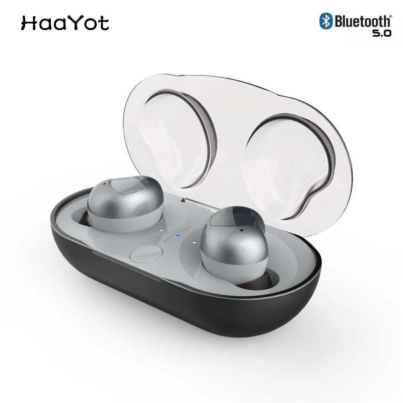 HAAYOT Mini 3D Stereo Sound V5.0 Bluetooth Earphone Invisible True Wireless Sport Earbuds with Mic Power Box Hands-free Ear Buds |