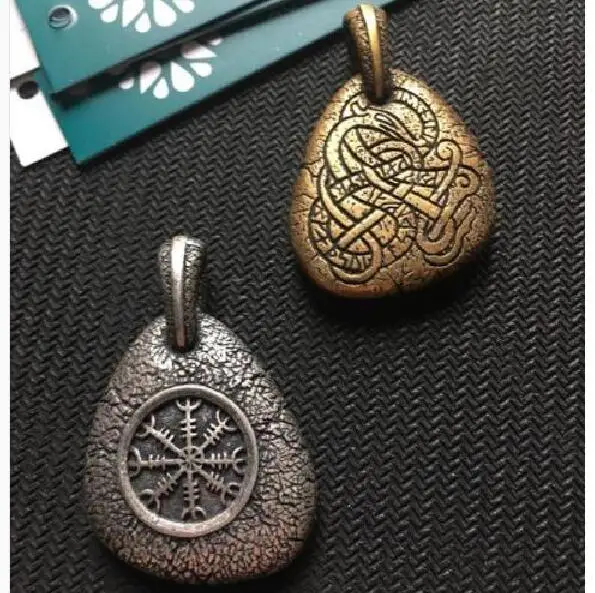 landseis 10pcs viking men pendant norse Icelandic Vegvisir symbol necklace A Protection Symbol Pendant Magical Staves Compass | Украшения и