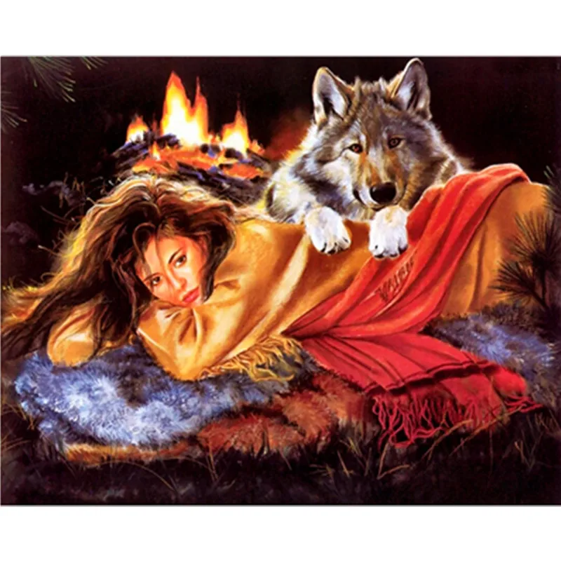 Wolf and Beauty DIY Coloring Paint By number Tools picture Painting Numbers Surprise Gift art supplies dropship | Дом и сад