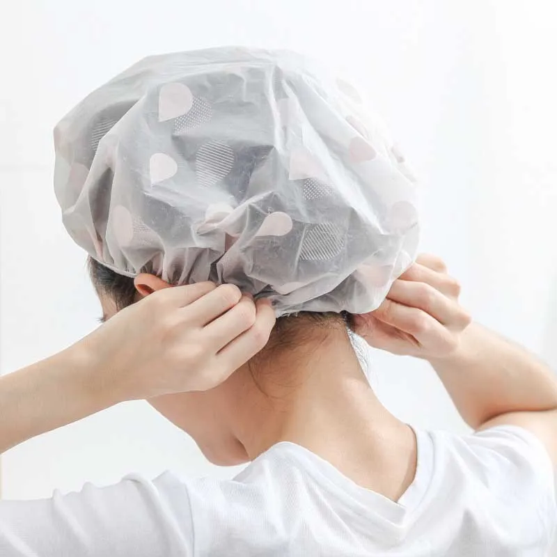 EVA Adult Waterproof Shower Cap Color Dotted Lady Bath Anti-Fume Hair Women Salon Bathroom Products | Дом и сад