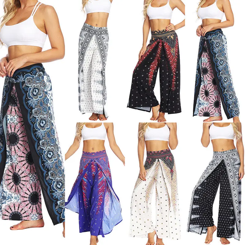 Women Hot Wide Leg Pants for Sport fitness Stylish print Yoga leggings Belly Dance yoga Pant Loose Trousers Plus size activewear | Спорт и