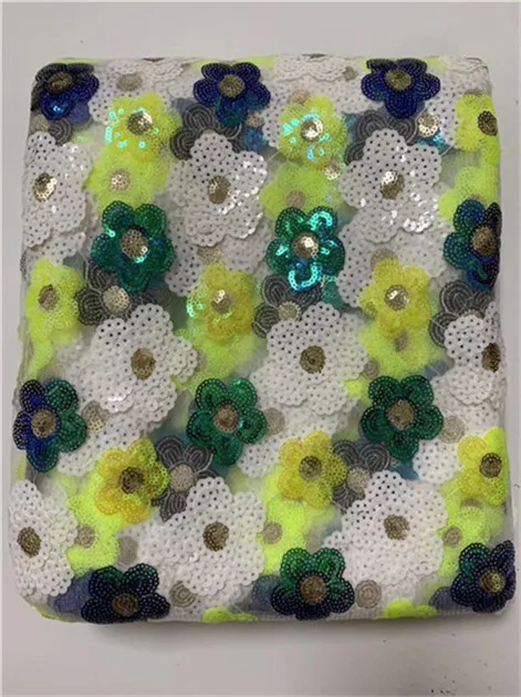 white green Sequined African French Mesh Net Lace Fabric For India Evening Party Dress Fabrics 2019 New Nigeria Sequins Voile | Дом и сад