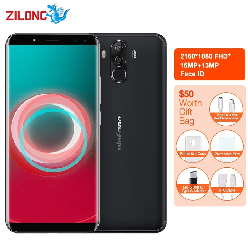 Ulefone Мощность 3 S Face ID 6 0 &quot18:9 Дисплей 6350 мАч мобильного телефона MTK6763 Octa Core 4 ГБ