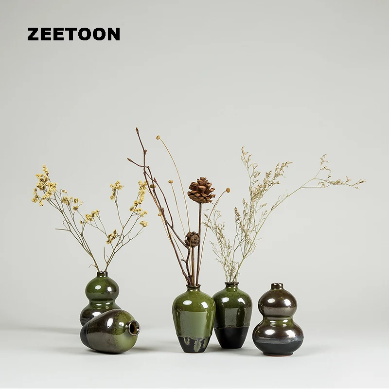 Japanese Style Vase Floral Art Vintage Coarse Pottery Glaze Hydroponics Jardiniere Pot Tabletop Flowers Jar Creative Home Decor | Дом и сад