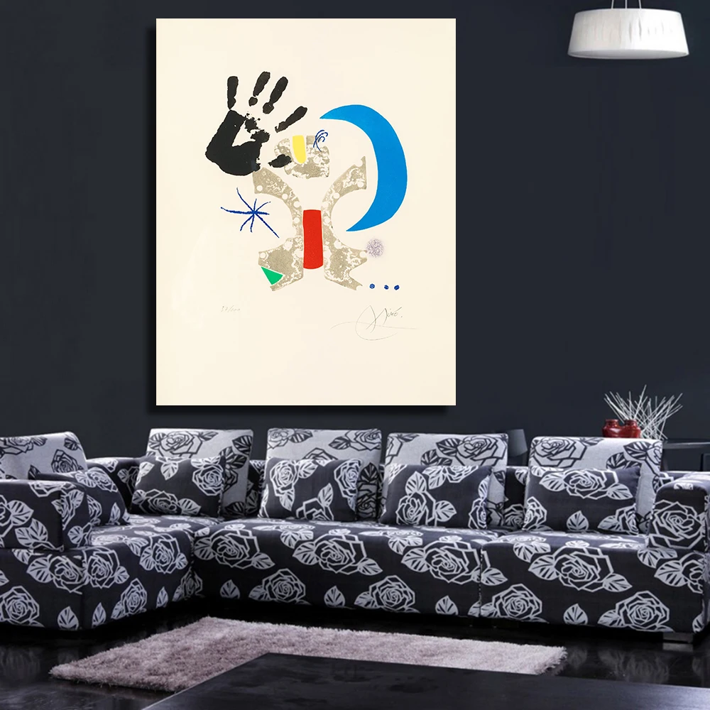 QKART Home Decor Fingerprint Blue Moon Abstract Oil Painting on Canvas Wall Pictures for Living Room Art Picture posters | Дом и сад
