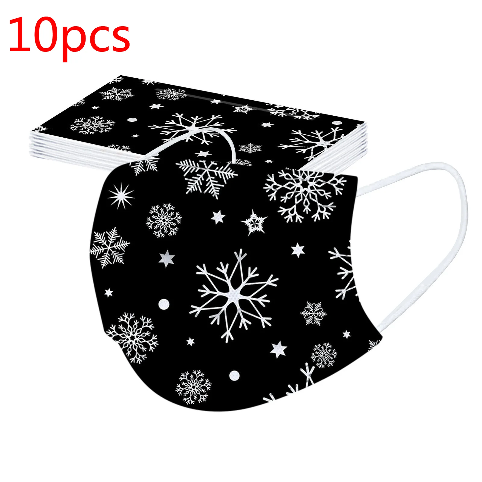 10pcs Adult Christmas Print Masks Mascararillas Snowflake Printed Protection Disposable Face Mask Earloop Mondkapjes Masque - купить по