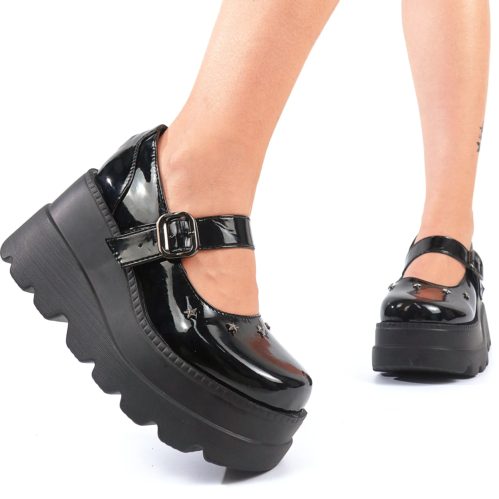 Dropship Brand Design Gothic Style Lolita Girl Sweet Cool Mary Janes Pumps Platform Wedges Heel Buckle Woman Shoes Comfy | Обувь