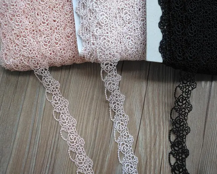 3 Meters 2.5cm Water Soluble Pink Black Lace Trim DIY Doll Dress Skirt Decoration Accessories | Дом и сад