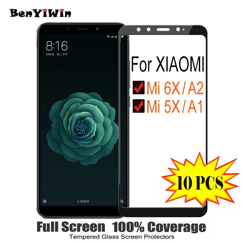 Защита для экрана закаленное стекло полное покрытие Xiaomi Mi 6X A2 5X A1 9H от царапин