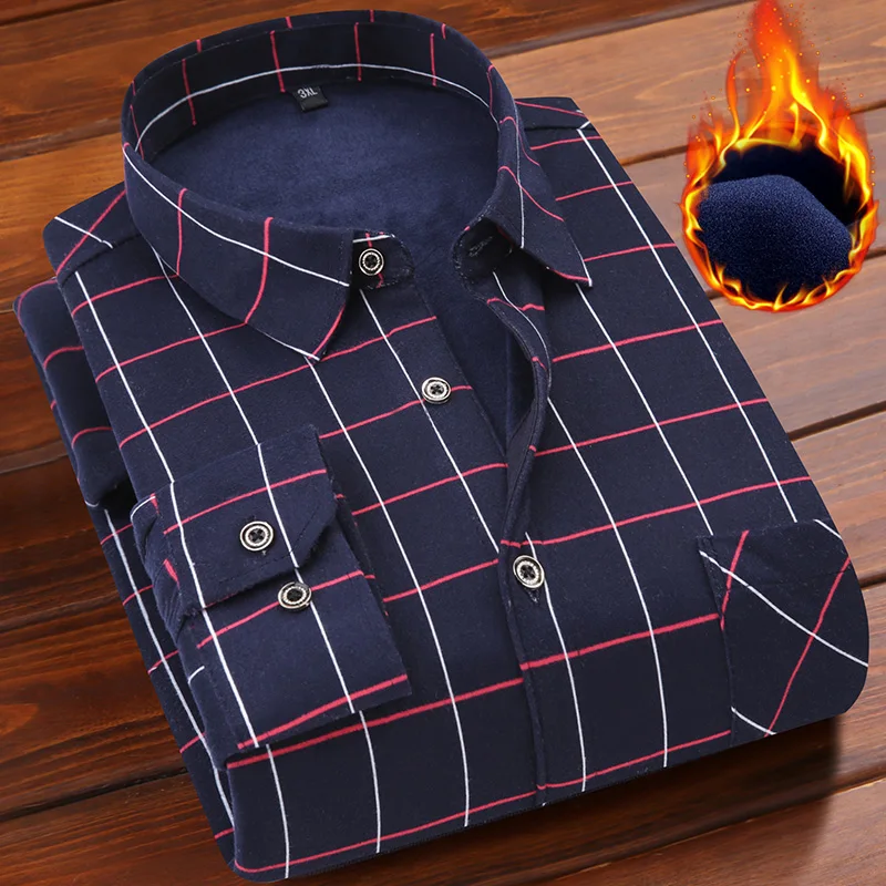 Модель 2019 года модная мужская одежда inverno quente pelucia camisas finas 24 ядра listrado xadrez impressano blusa