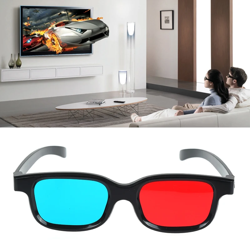 Универсальные 3D очки в черной оправе красные синие для домашнего кинотеатра