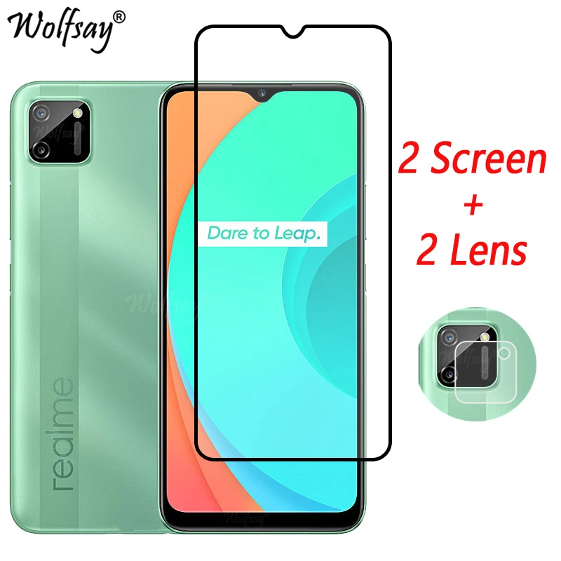 Закаленное стекло с полным покрытием для Realme C11 2021 защита экрана C21 C25S C33 C35 C55