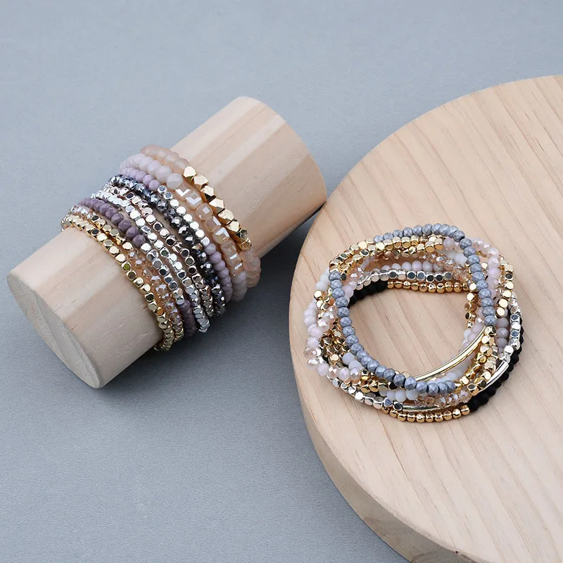 Браслет из натурального кристалла DoreenBeads, изящный бисерный браслет с эластичной основой для лучших украшений для пары, 18 см (7 1/8 дюйма), 1 штука.