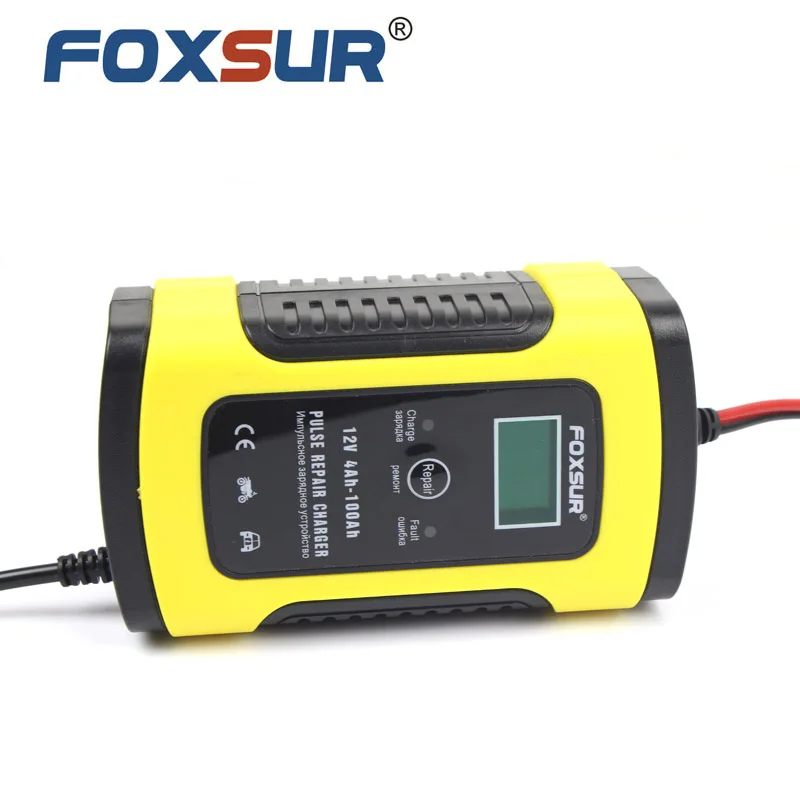 FOXSUR 12V 5A импульсное зарядное устройство с ЖК-дисплеем для аккумуляторов