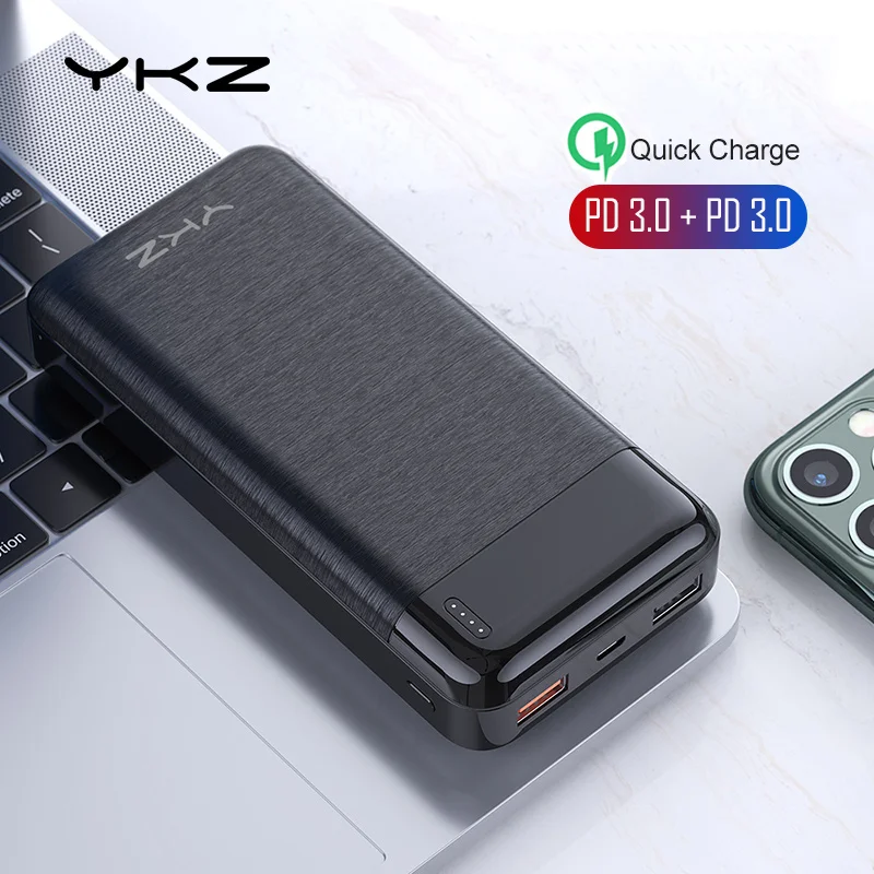 YKZ 20000 mAh power Bank PD 3 0 Быстрая зарядка портативное Внешнее зарядное устройство