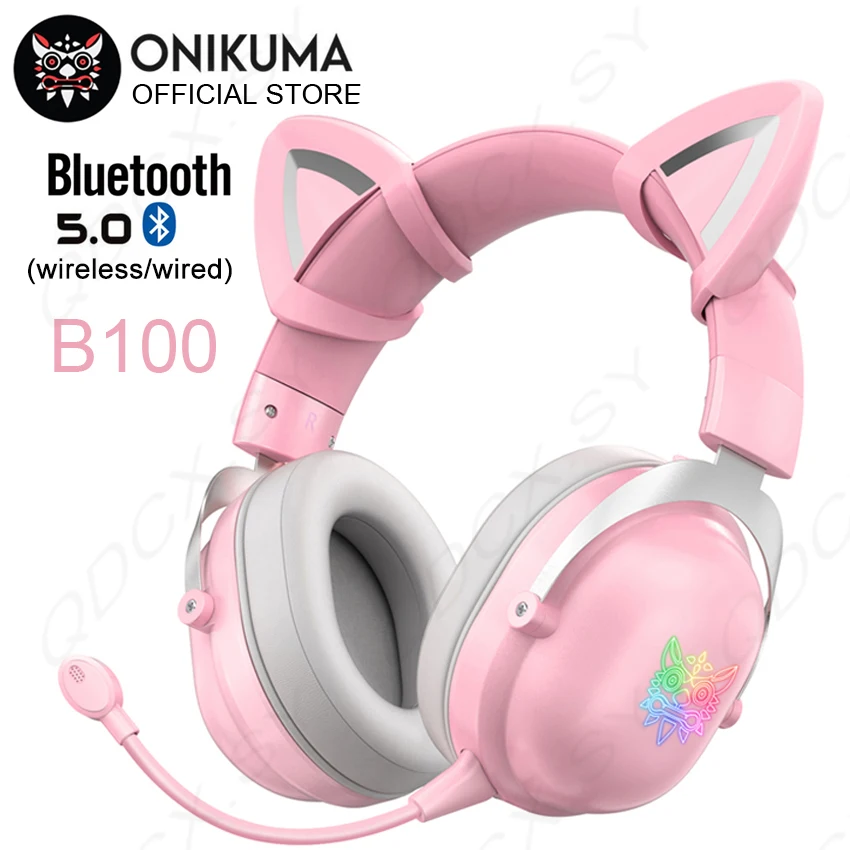 Беспроводная игровая гарнитура Bluetooth 5 0 со съемными кошачьими ушками микрофоном