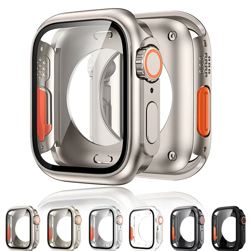 Чехол Change to Ultra для Apple Watch 44 мм 45 42 46 защитная пленка экрана жесткий передний и