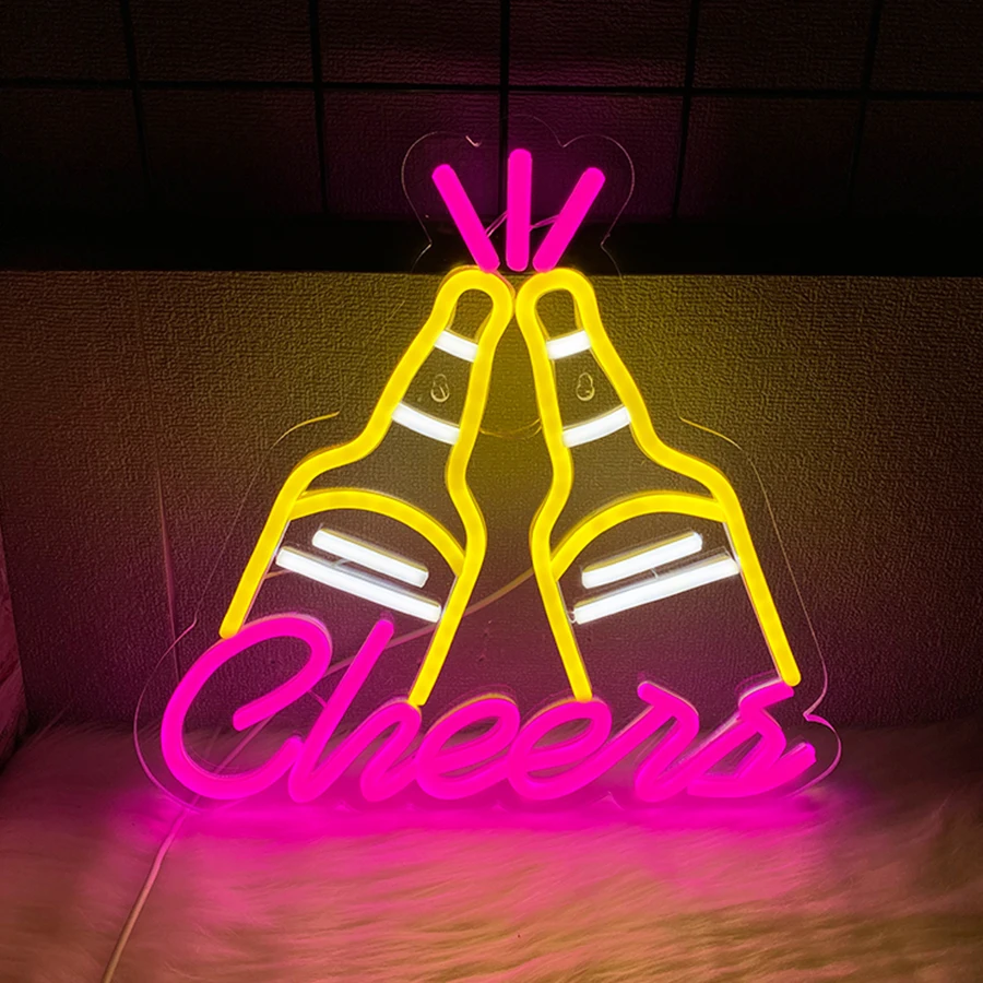 Светодиодная неоновая вывеска для пивной бутылки Cheers декора стен питание от USB