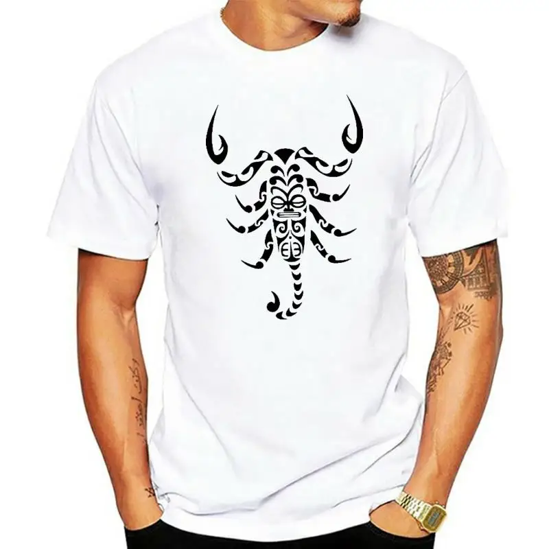 TRIBAL SCORPION DESIGN MENS T SHIRT TATTOO STYLE MAORI TIKI LIFE SACRED ART 100% cotton tee shirt tops wholesale
