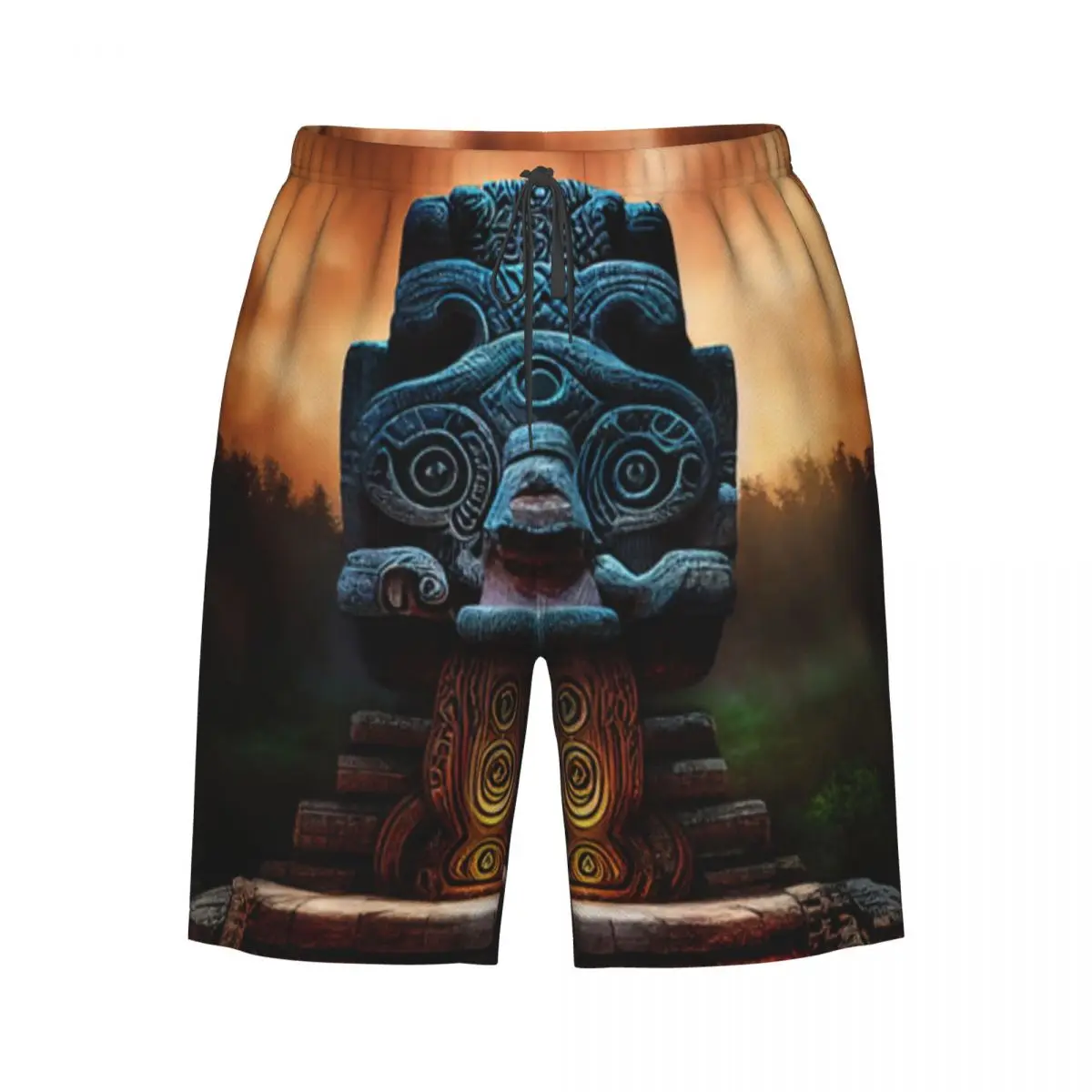 Мужские шорты для плавания плавки Enigmatic Mayan Totem Sculpture пляжные бега спортивные