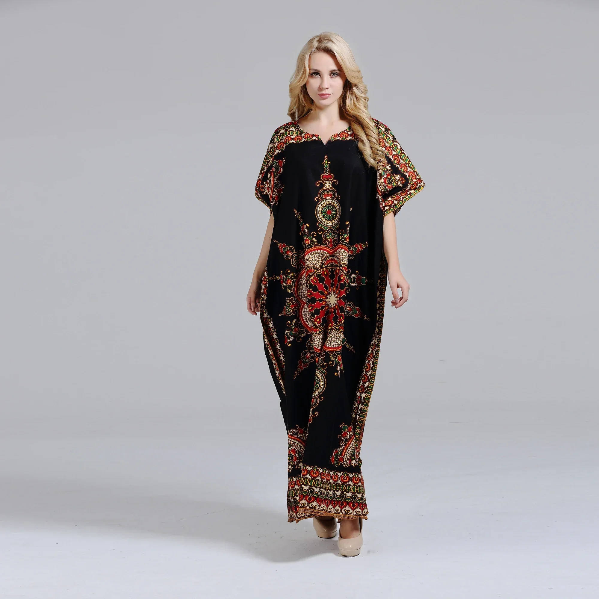 Dashikiage 100% хлопок Dashiki нигерийская аппликация модное платье с круглым вырезом и