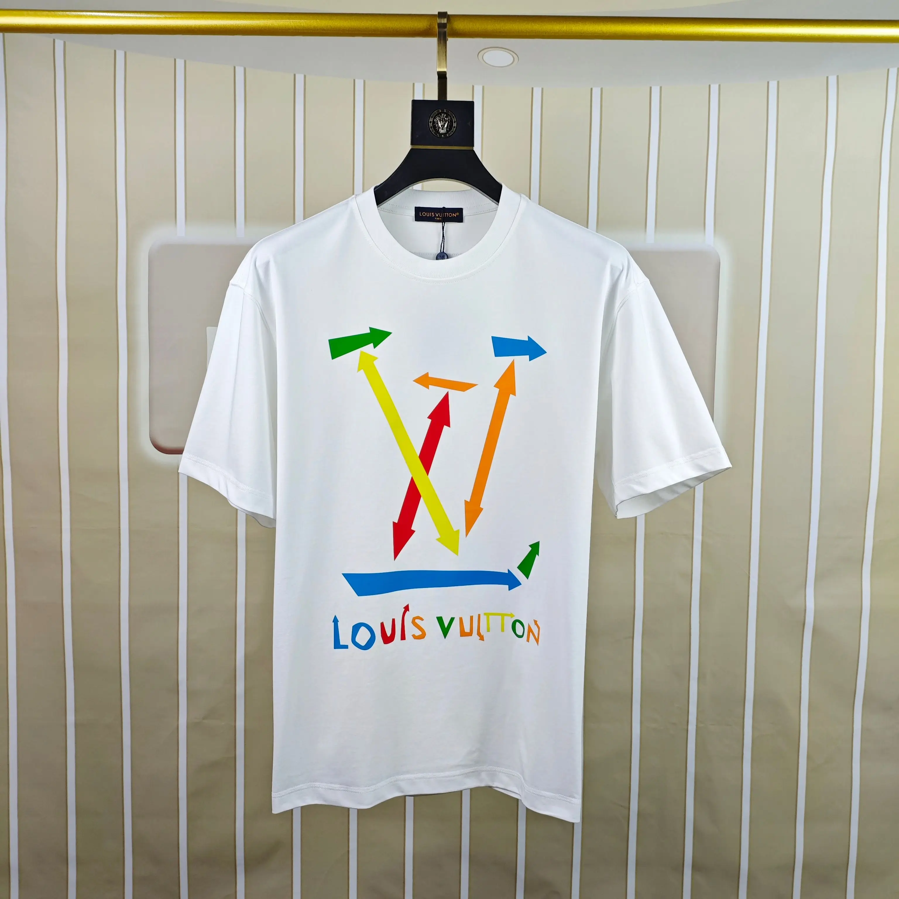Louis Vuitton Короткий рукав Классический ЛОГОТИП футболка стиль Унисекс |