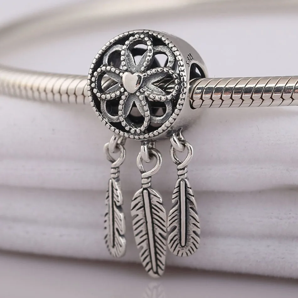 S925 Серебряный подвесной бусина подходит для браслета Pandora Леди, духовный ловец снов, подвеска DIY ювелирных изделий.