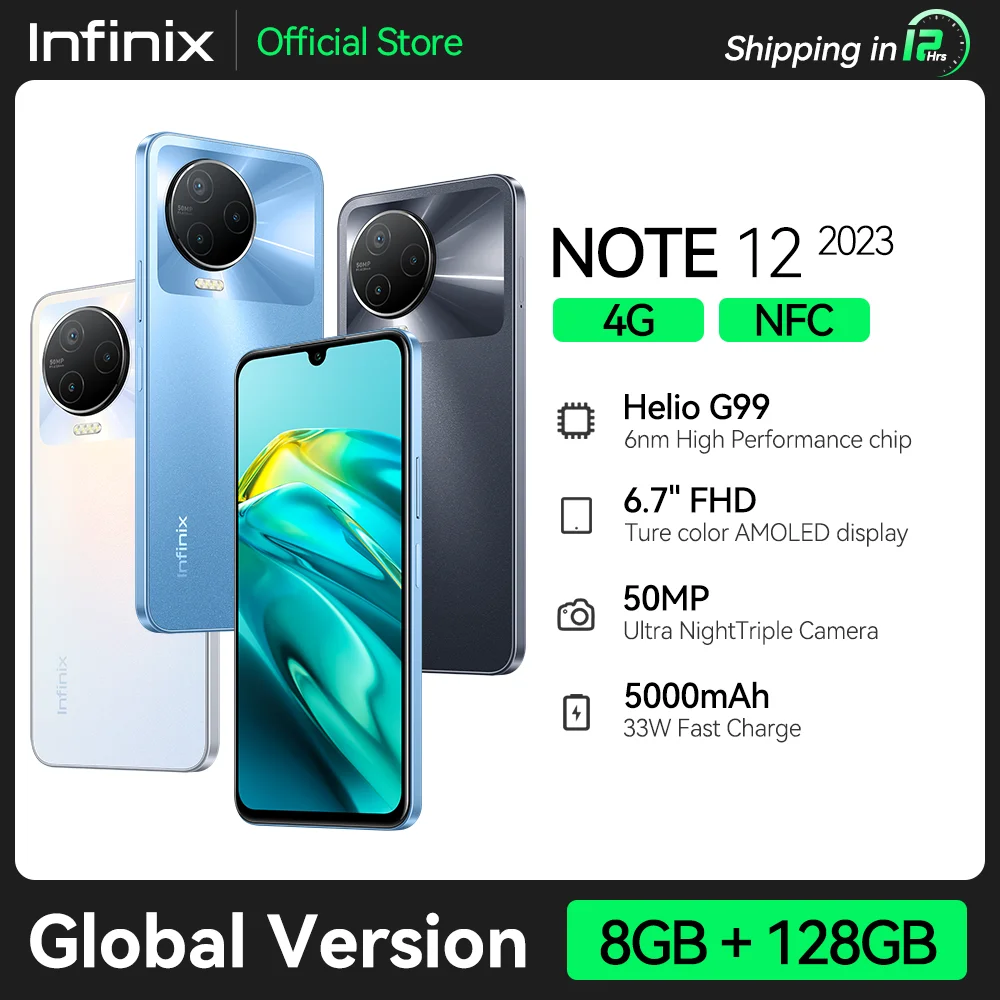 * Мировая Премиум infinix Note 12 2023 дюйма 4G смартфон со стандартным планшетом 8/128 ГБ