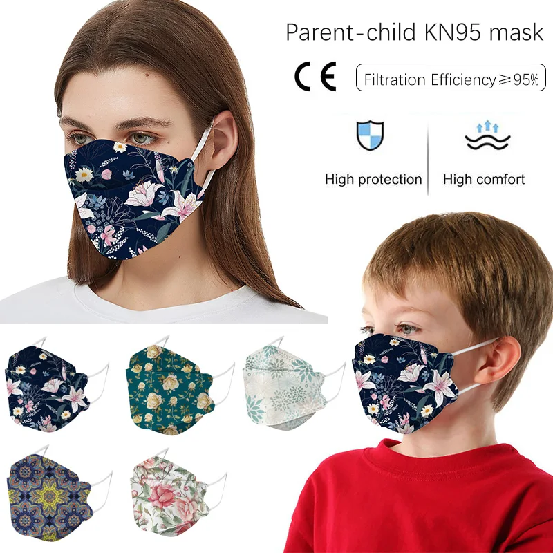 Маски 3D в форме рыбы для детей и родителей KN95 4 слоя дышащая маска маски с