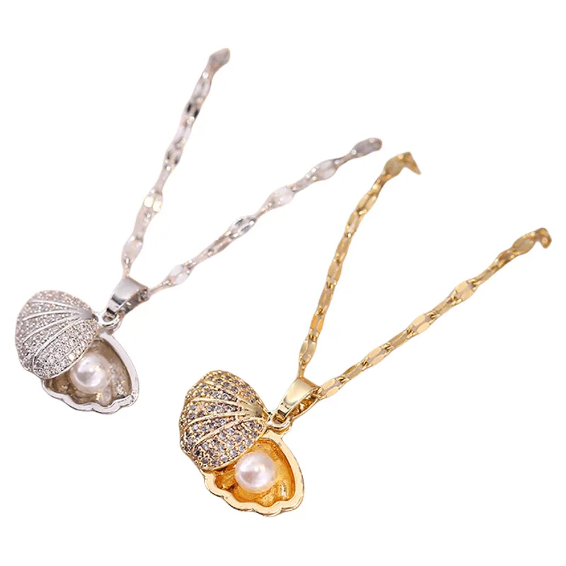 Elegant Pearl Necklace Real Gold Plating Fashion Titanium Steel Light Luxury All-Match No Fading Anti-Allergy Choker Women