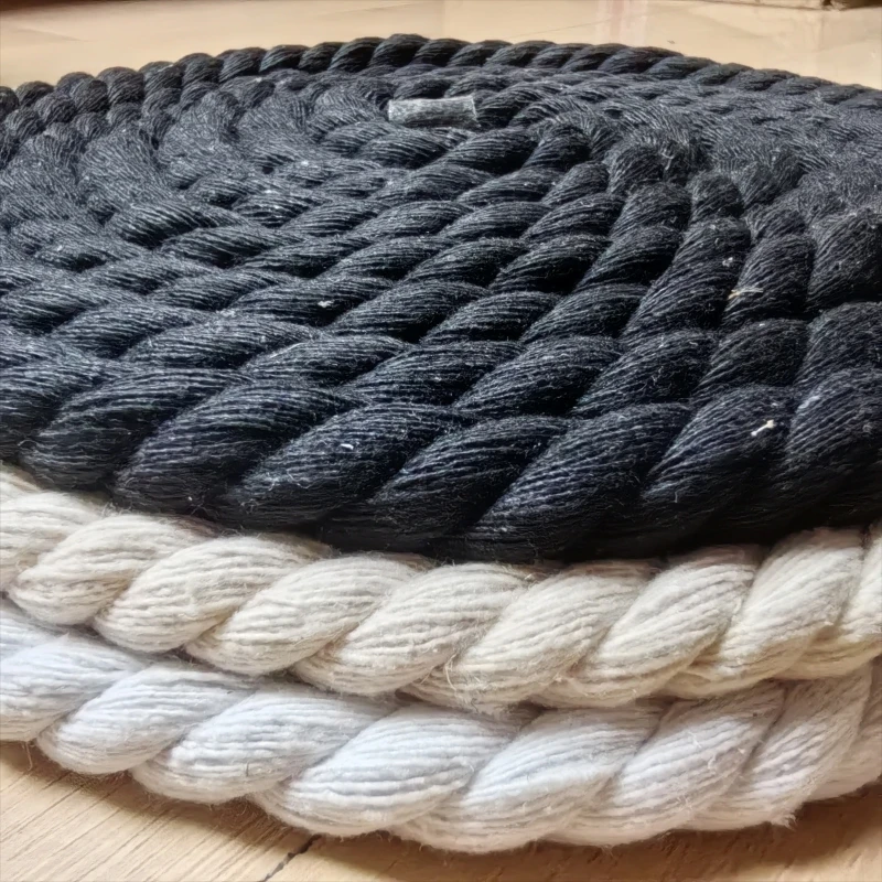 12 мм черно-белый 100% хлопковый шнур. Три нити витой веревки. DIY для шнурков домашний