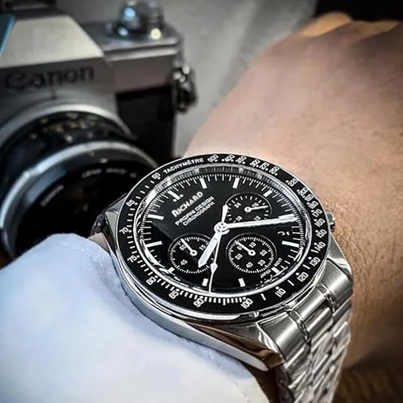 Richard Speedmaster Moonwatch кварцевые часы VK64 мужские спортивные хронограф с сапфировым