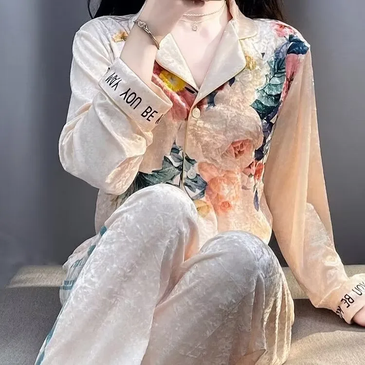 Женский бархатный пижамный комплект YZYOUTHZING розового цвета