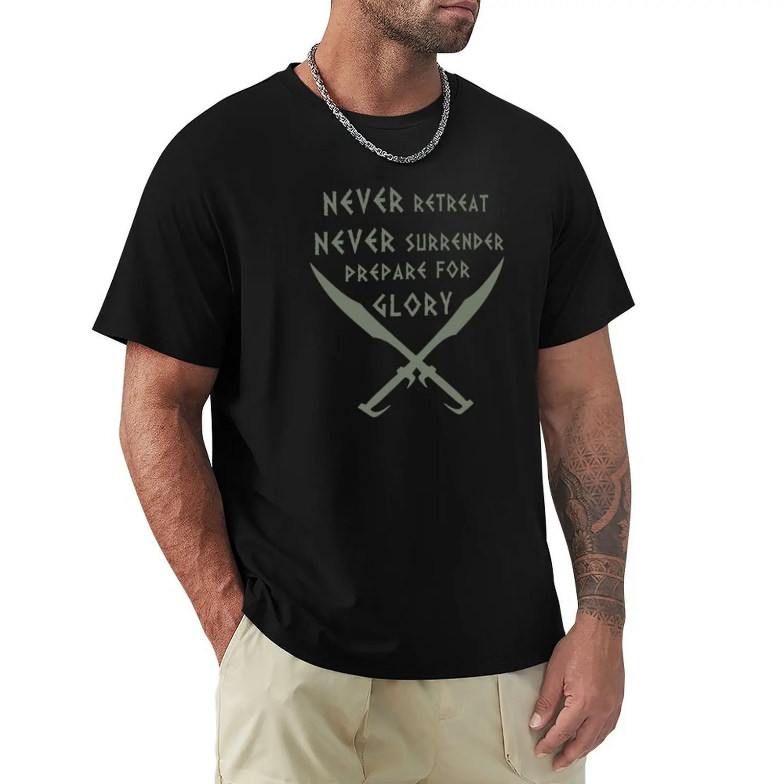 Never Retreat-Never Surrender-Prepare for Glory-Spartan Футболка заготовки черные эстетичная одежда милые