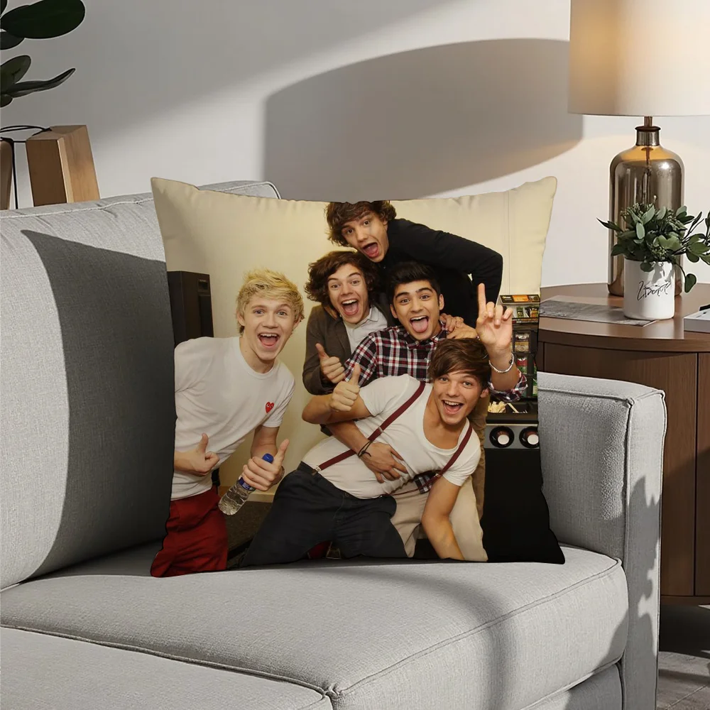 O-one Band DirectionS Music Pillow Case Plush Fabric Soft Pillowcase Double Sided Print Cushion Cover Household Gifts