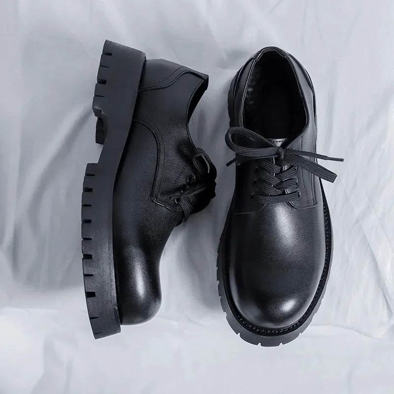 New Luxury Designer Shoes Casual Men Leather Fashion Spring Autumn Breathable Height Increasing Lace-up Wedding Loafers
