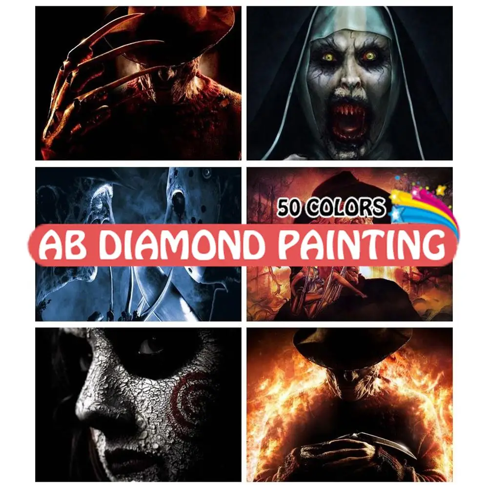 50 Colors Horror Diamond Painting Movie Characters Room AB Drill Decor Unfinished Art Craft 5D DIY Needlework Cross Stitch |
