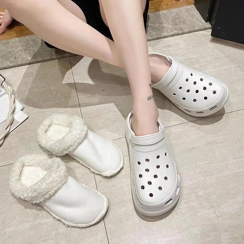 1 пара зимних теплых меховых подкладок для обуви стельки плюшевые Crocs бахилы с