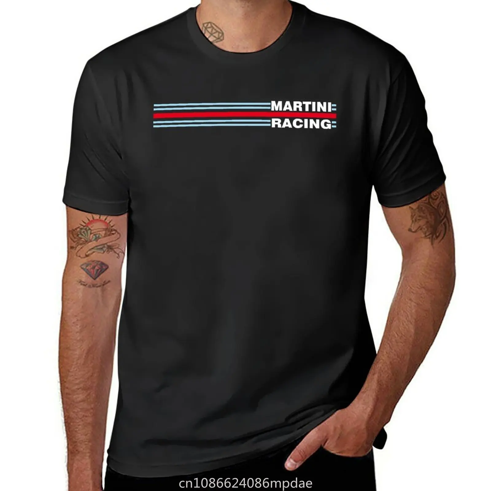 Мужская футболка Martini Racing с рисунком в горизонтальную полоску