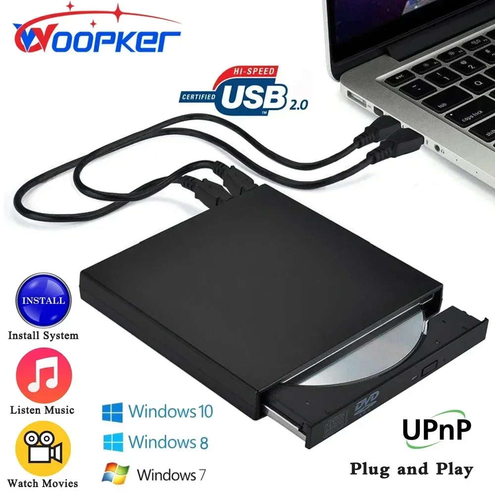 Внешний привод для компакт-дисков и DVD тонкий защитный внешний USB 2.0 записи DVD-ROM