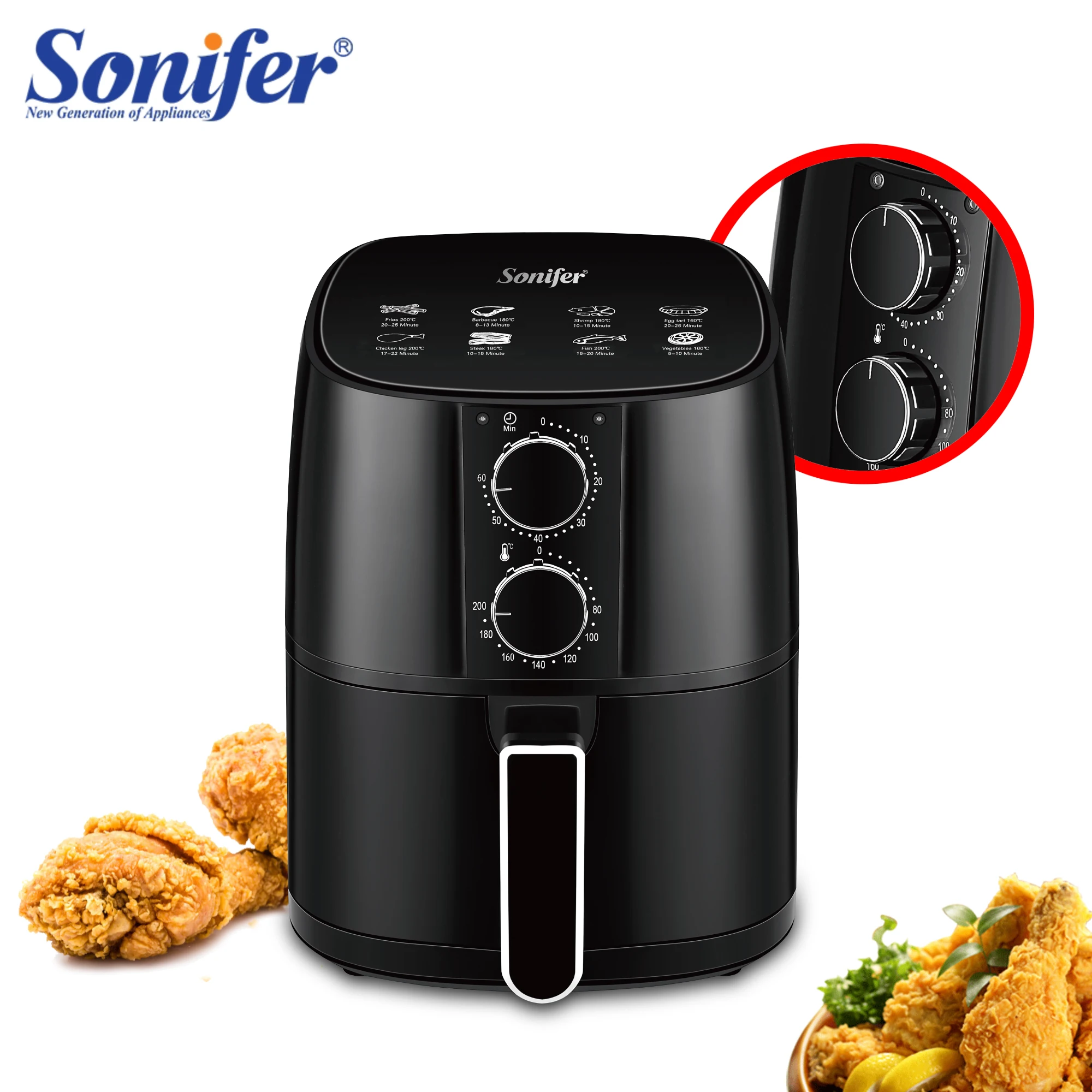 Фритюрница Sonifer 360 л большая емкость ° тостер для выпечки без масла электрическая