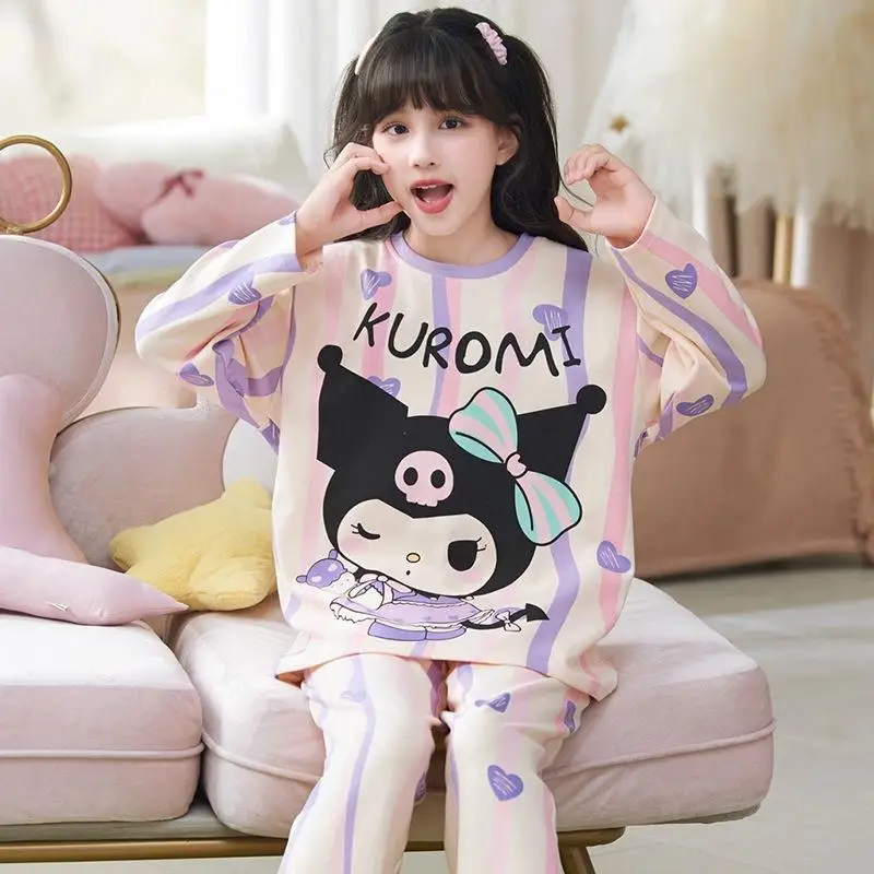 Хлопковые пижамы для девочек Sanrio Kuromi с героями мультфильмов Cinnamoroll