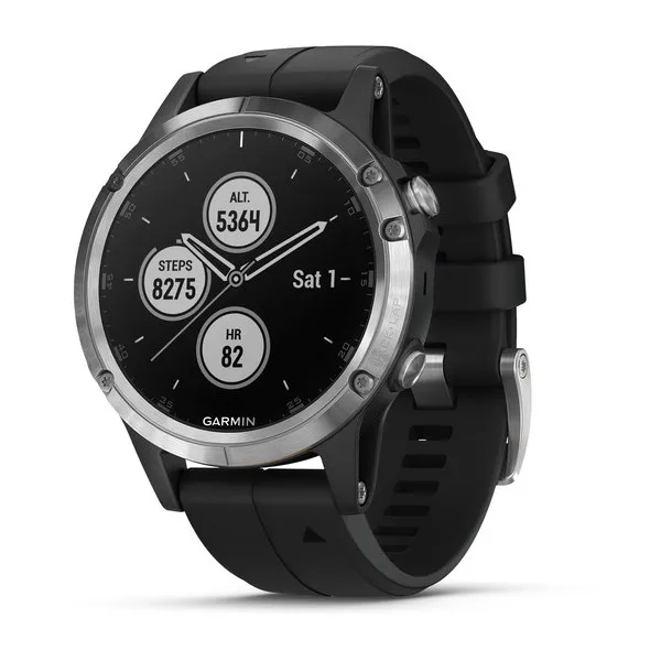 Garmin Fenix 5 PLUS серебристые с черным ремешком РОССИЯ|Фитнес-трекеры| |