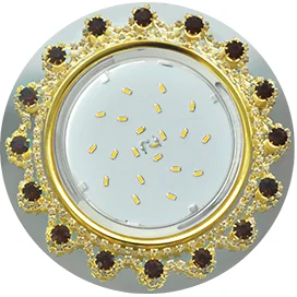 Ecola GX53 H4 5360 Glass Круг с прозр.и янтарн. стразами Корона (оправа золото)/фон